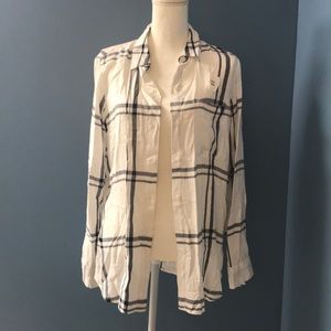 Old Navy Plaid Check Button Down Tunic Blouse